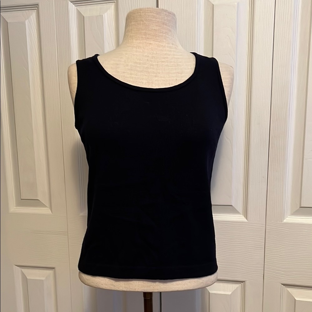 St. John Caviar NWT Navy Fitted Wool Blend Sleeveless Tank Top Size P